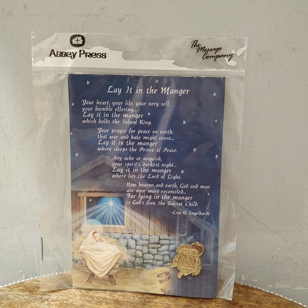 Abbey Press Nativity Pin‎ Lay It In The Manger 2004 Gift Holiday The Message Co